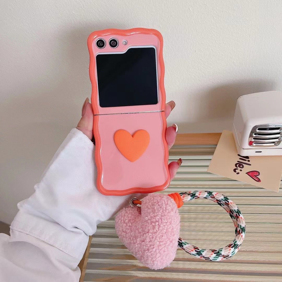 Small Heart Mobile Phone Shell Cute Plush Lanyard Case