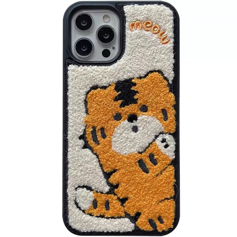 Plush Embroidered New Year Tiger Phone Case