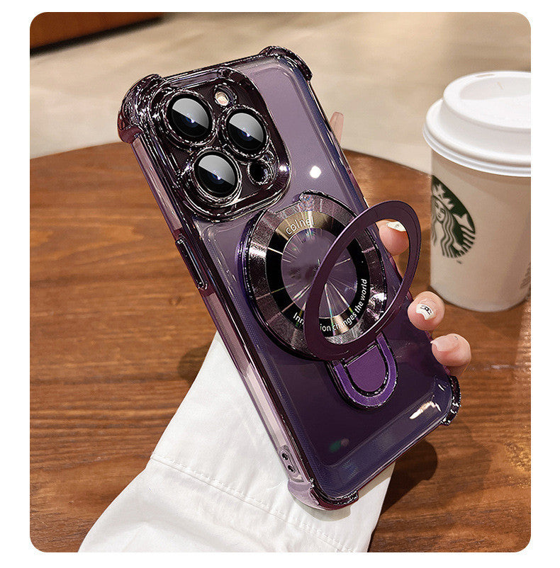 Mobile Phone Case Magnetic Suction Bracket Simple And Transparent