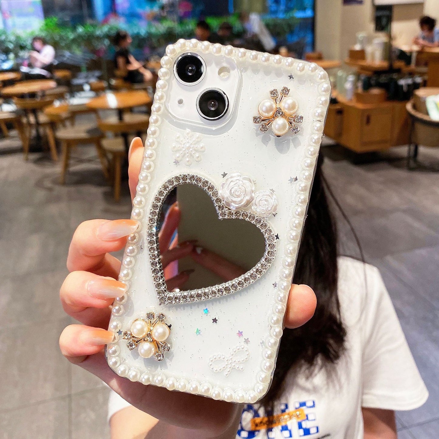 Love Pearl Mirror Transparent Phone Case