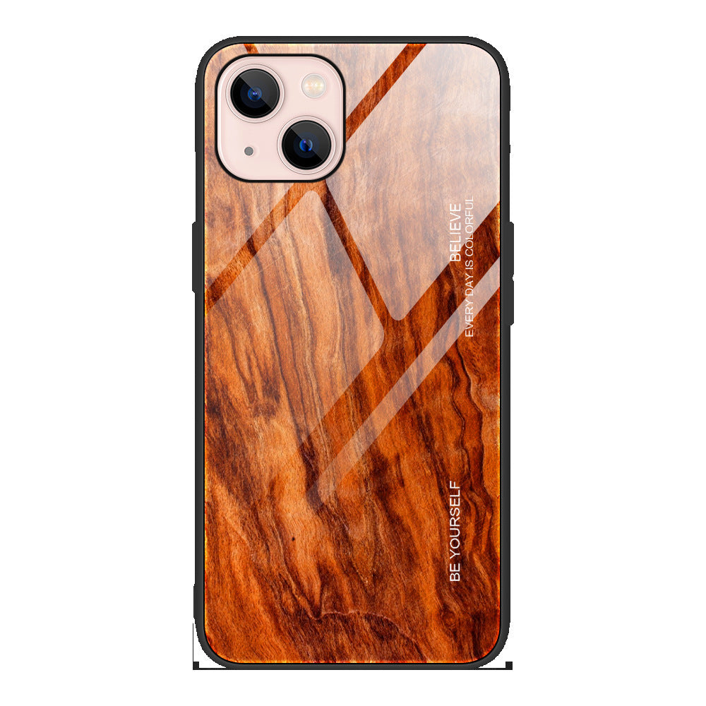 Wood Grain Glass Drop-proof Phone Case Protector