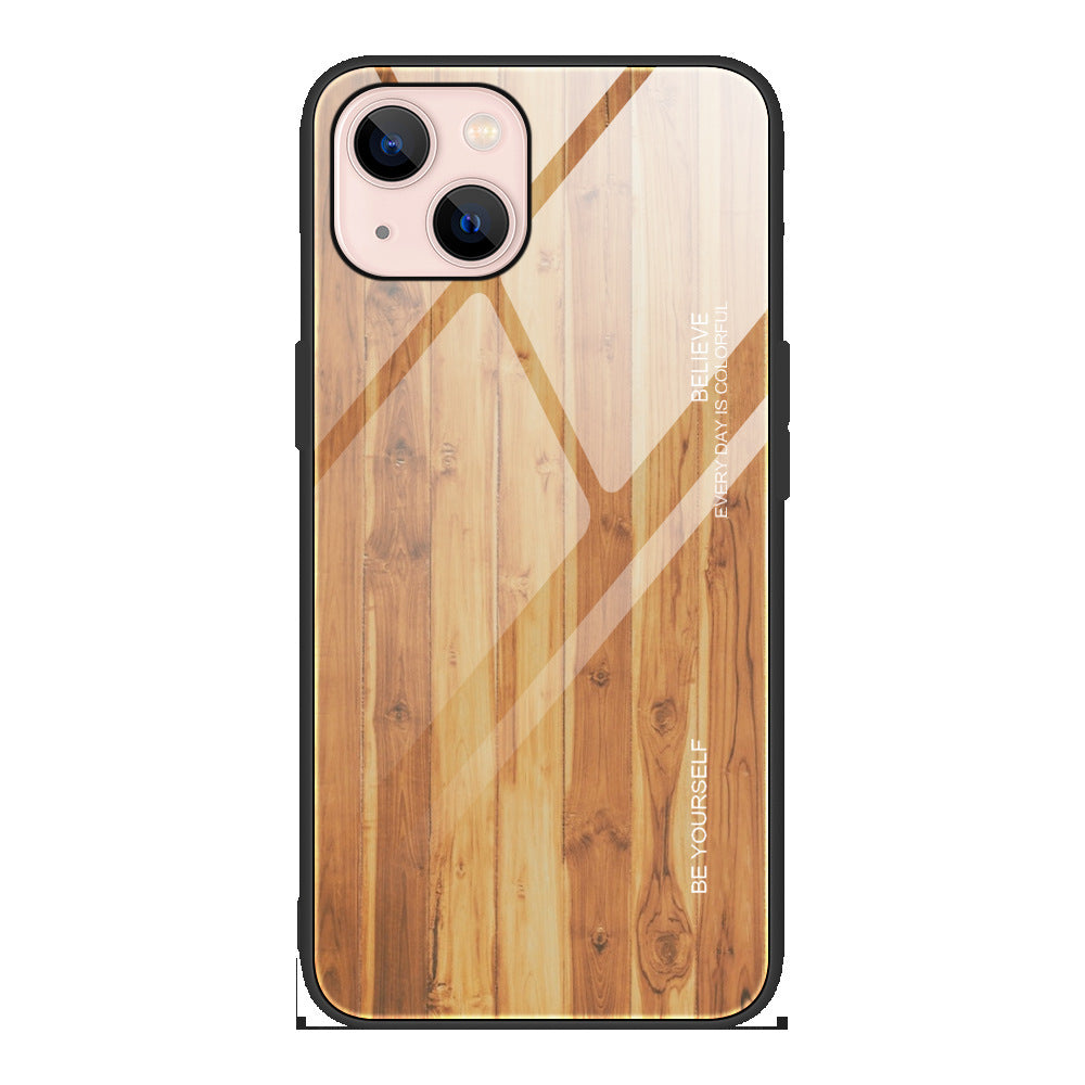 Wood Grain Glass Drop-proof Phone Case Protector