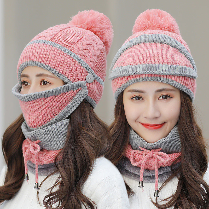 Winter Hat For Women 3pcs Knitted Beanie Hat Scarf Set Warm Hat