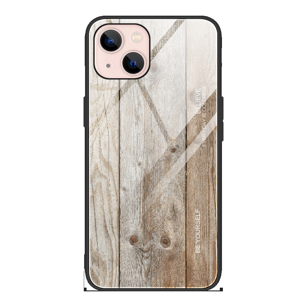 Wood Grain Glass Drop-proof Phone Case Protector