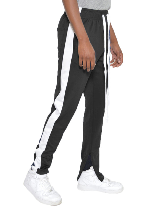 SLIM FIT TRACK PANTS- BLACK/ WHITE