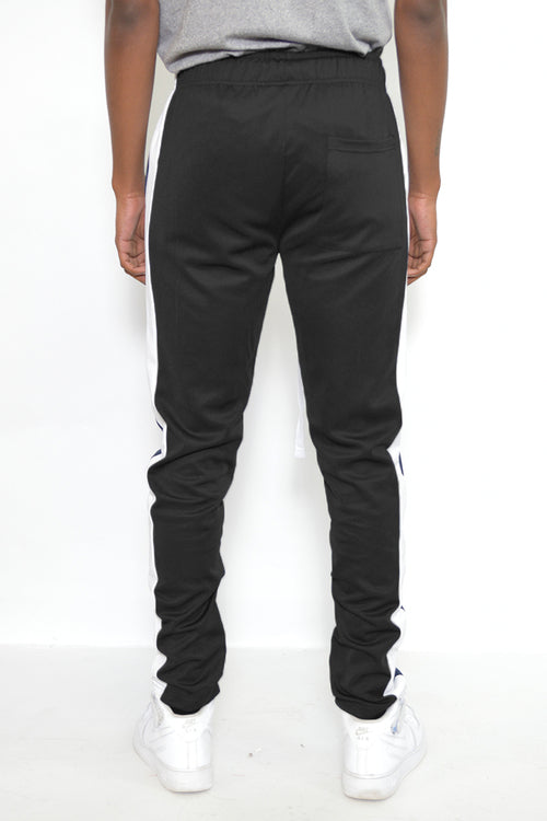 SLIM FIT TRACK PANTS- BLACK/ WHITE