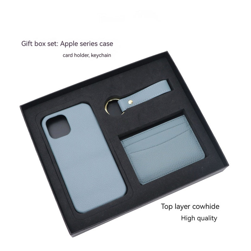 Leather Protective Case All-match Card Holder Keychain Gift Set