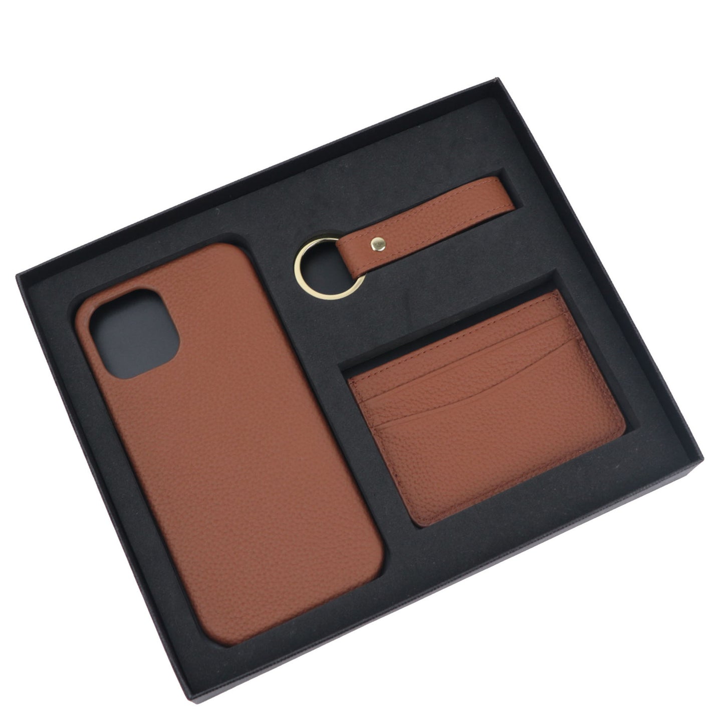 Leather Protective Case All-match Card Holder Keychain Gift Set