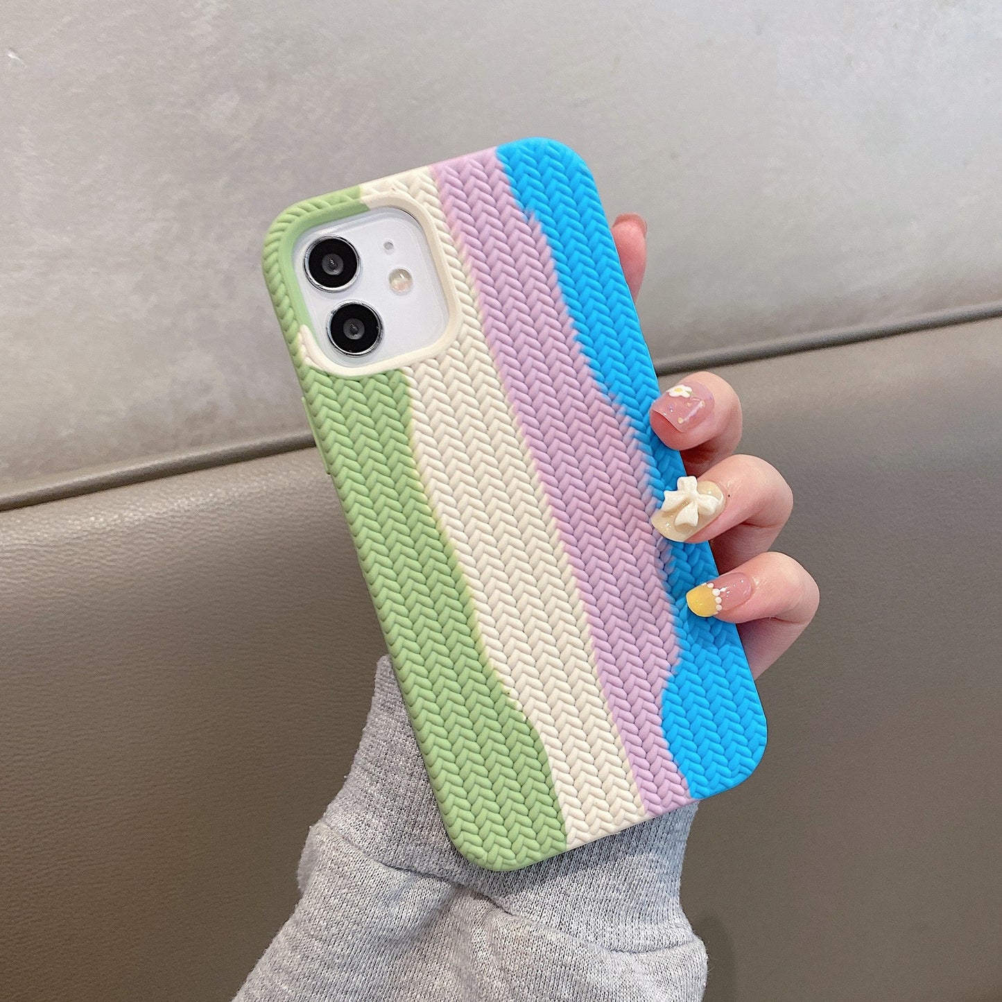 Woven Pattern Anti-fall Anti-slip Twist Liquid Glue Phone Case