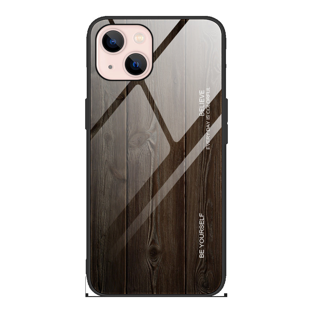 Wood Grain Glass Drop-proof Phone Case Protector