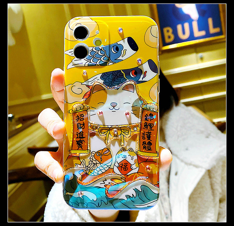 Zhaocai Cat Adhesive Mobile Phone Case