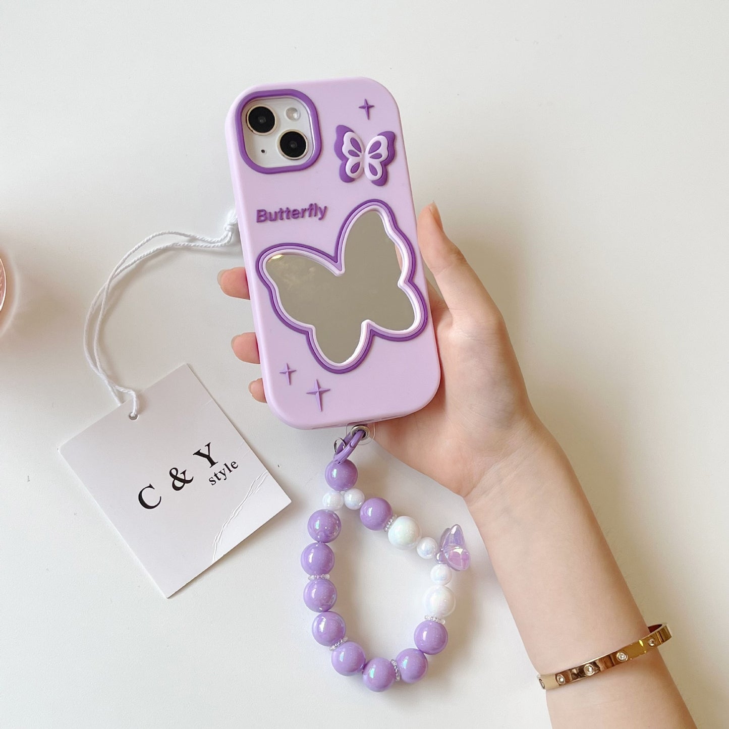 Purple Butterfly Mirror Silicone Phone Case