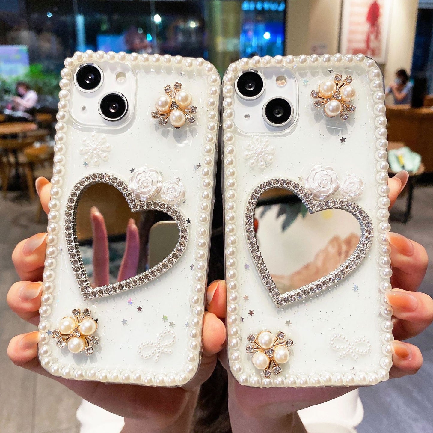 Love Pearl Mirror Transparent Phone Case