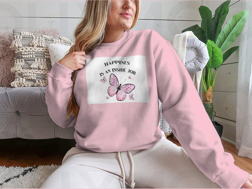 Happiness Is An Inside Job Pink Butterflies Mariposa Design for