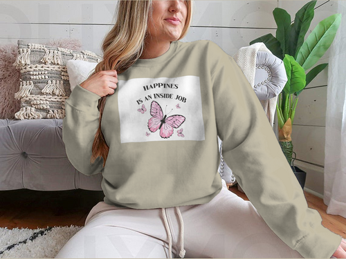 Happiness Is An Inside Job Pink Butterflies Mariposa Design for