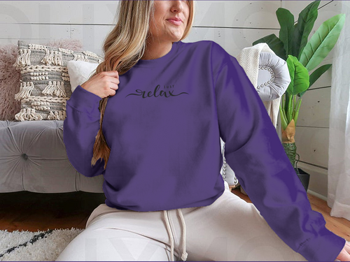 Just Relax Hand Lettering Slogan Design for Sweatshirt