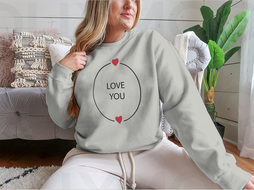 Hand Drawn Love You Design for Sweatshirt