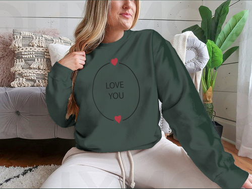 Hand Drawn Love You Design for Sweatshirt