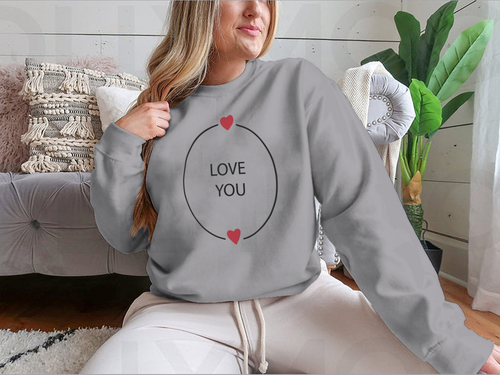 Hand Drawn Love You Design for Sweatshirt