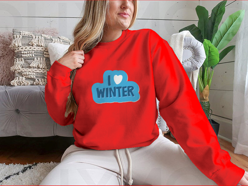 I Love Winter Christmas And New Year with a heart Motivational Design