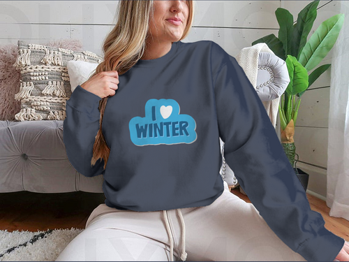 I Love Winter Christmas And New Year with a heart Motivational Design