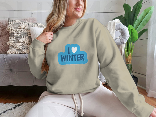 I Love Winter Christmas And New Year with a heart Motivational Design