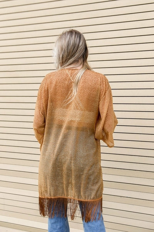 Velvet Dot Tassel Kimono